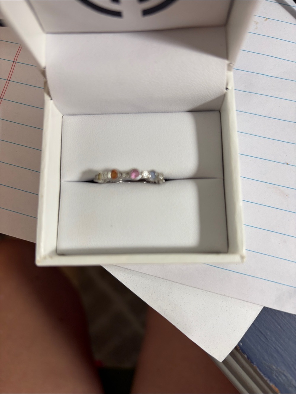 Silver Multi-Color Sapphire Ring - Size 7